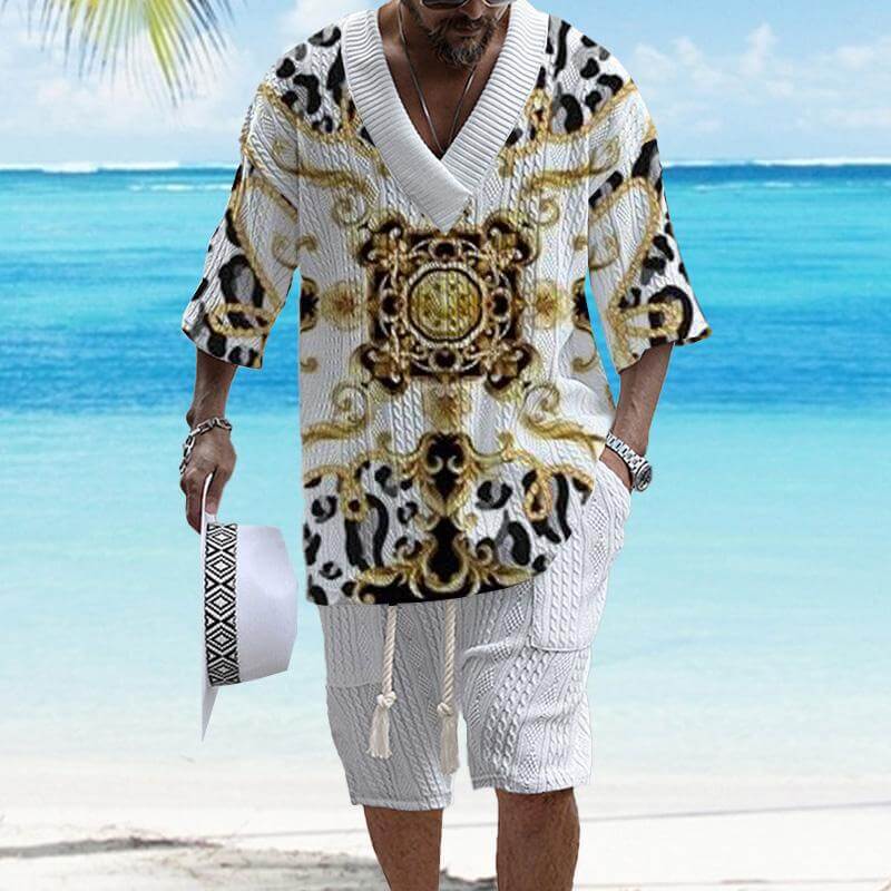 MEN'S ART CASUAL PRINT SHORTS SET 81478089YM-DESTINY