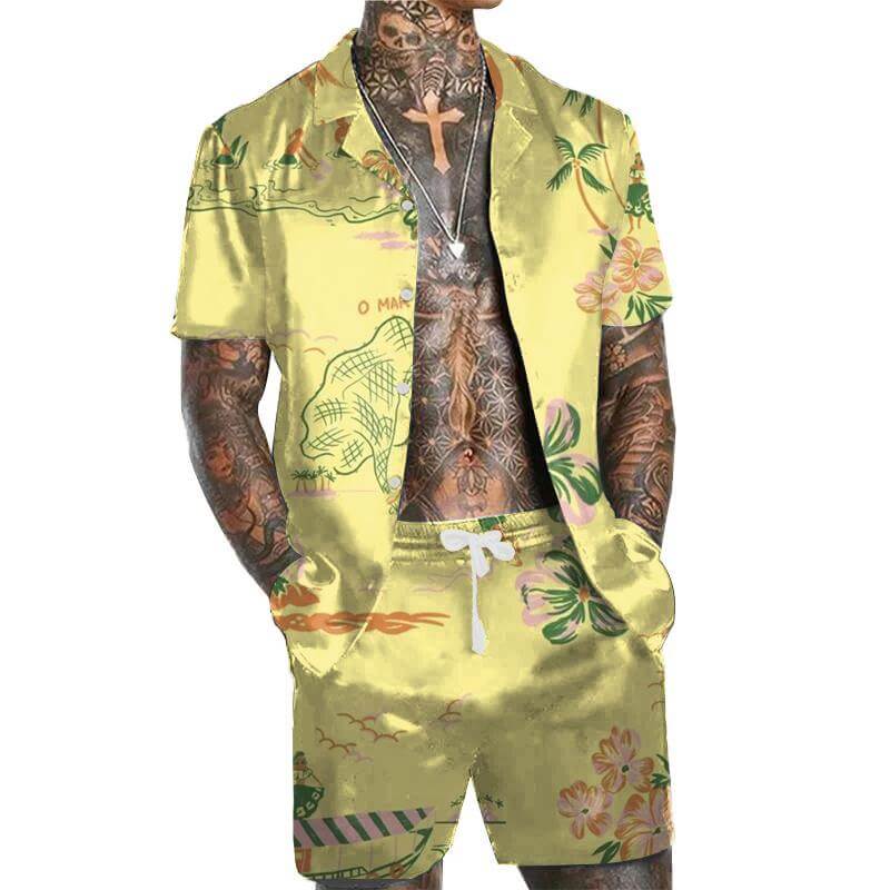 Men's Floral Printed Hawaiian Set 62783002F-DESTINY