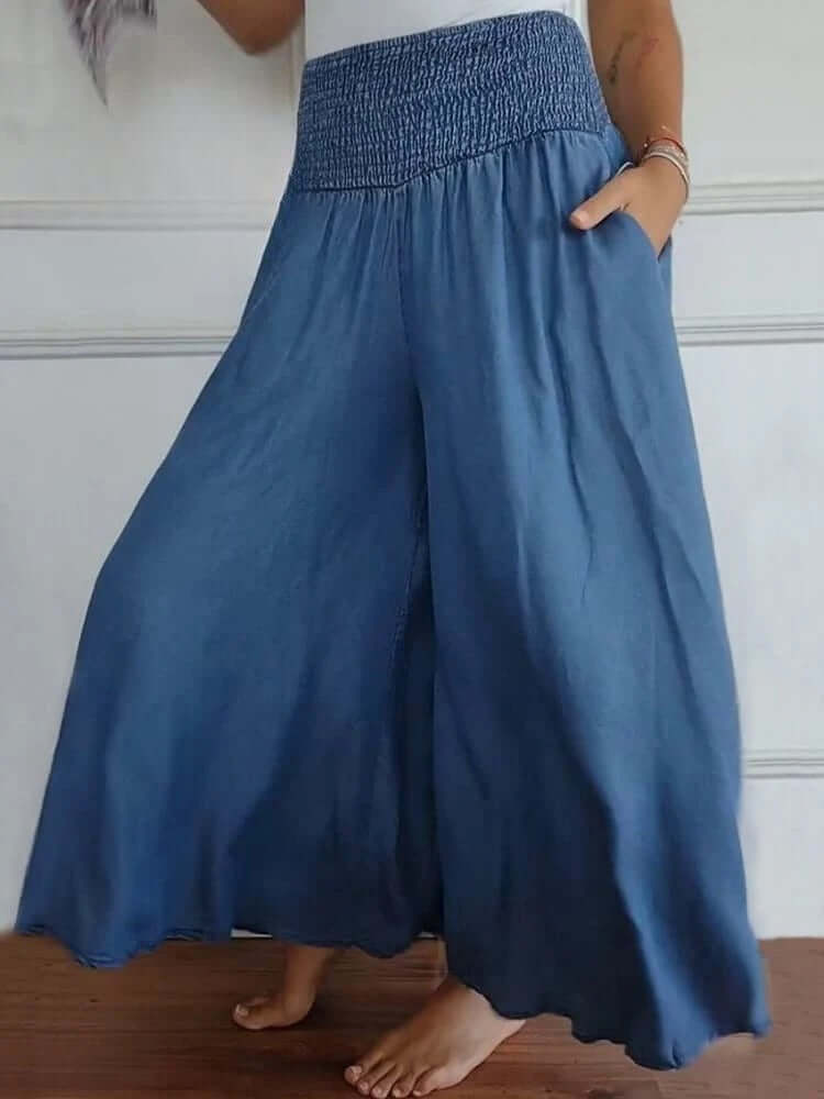 Wide cotton trousers for women-DESTINY