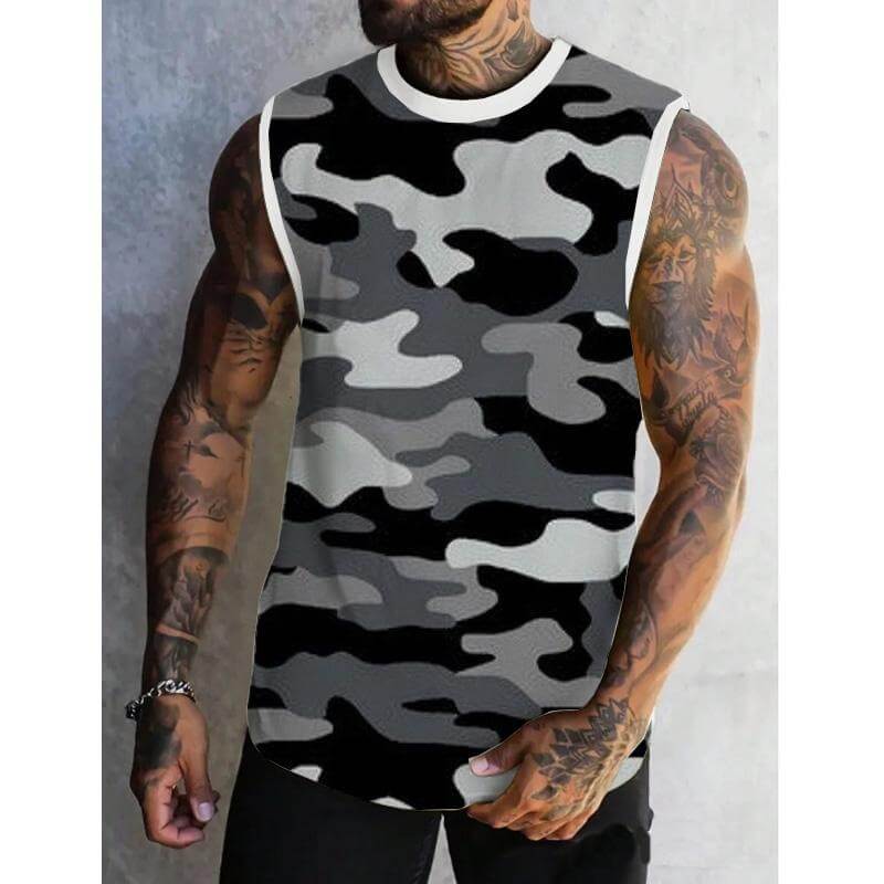 Men's Spring/Summer Printed Regular Fit Crew Neck Vest 11567669YM-DESTINY