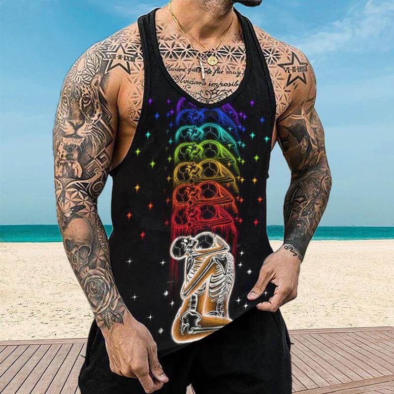 Men's Casual Printed Muscle Fit Tank 76357586YY-DESTINY