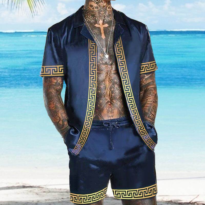 MEN'S HAWAIIAN SHORT SLEEVE SHIRT SHORT SET 95901176YM-DESTINY