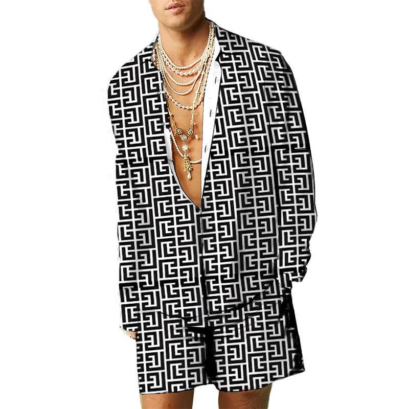 MEN'S CASUAL PRINTED SHIRT SUIT 55971194YM-DESTINY