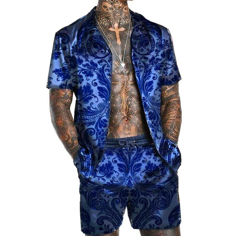MEN'S CASUAL LOOSE SHIRT SHORTS SUIT 25613761YM-DESTINY