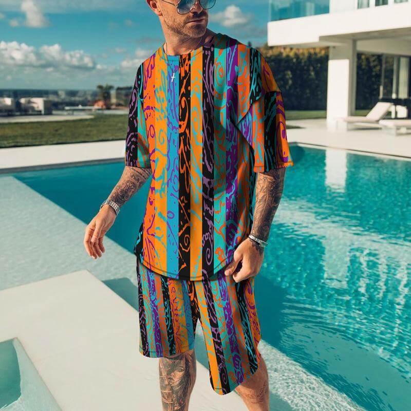 Men's breathable quick-drying shorts short-sleeved T-shirt casual suit 34589637YM-DESTINY