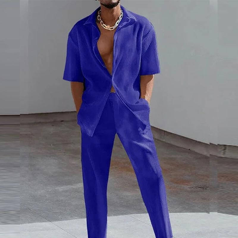 MEN'S CASUAL TROUSERS SHORT SLEEVE 2-PIECE SET 39701528YM-DESTINY