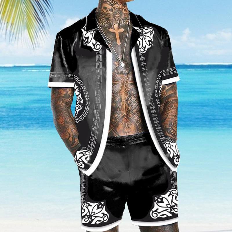 MEN'S SHORT SLEEVE SHIRT BEACH SUIT 87493673YM-DESTINY