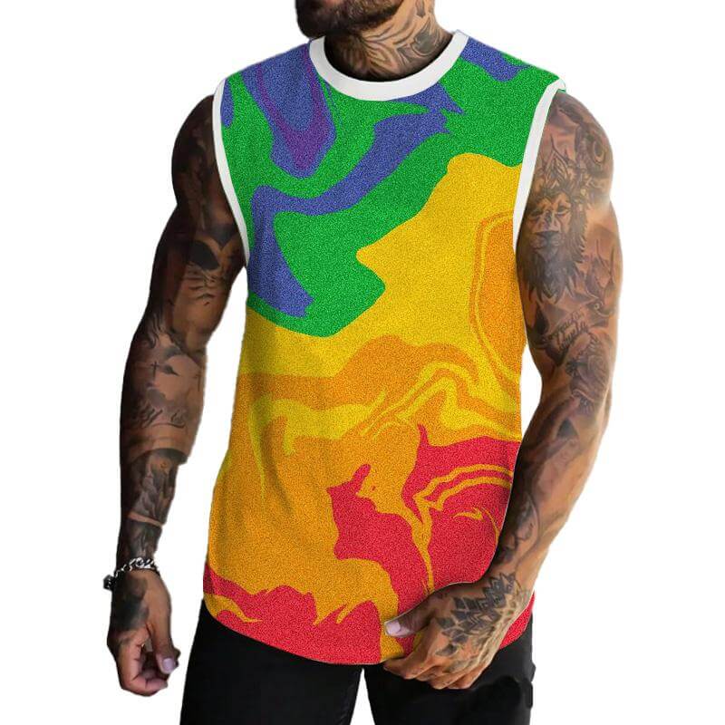 Men's Spring/Summer Printed Regular Fit Crew Neck Vest 03442514YM-DESTINY