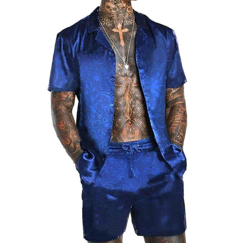 MEN'S HAWAIIAN SHORT SLEEVE SHIRT SHORT SET 14229799YM-DESTINY