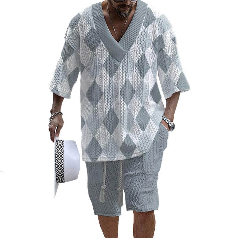 MEN'S ART CASUAL PRINT SHORTS SET 47631891YM-DESTINY