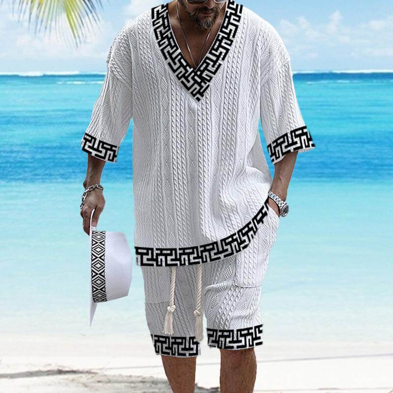 MEN'S ART CASUAL PRINT SHORTS SET 01983884YM-DESTINY