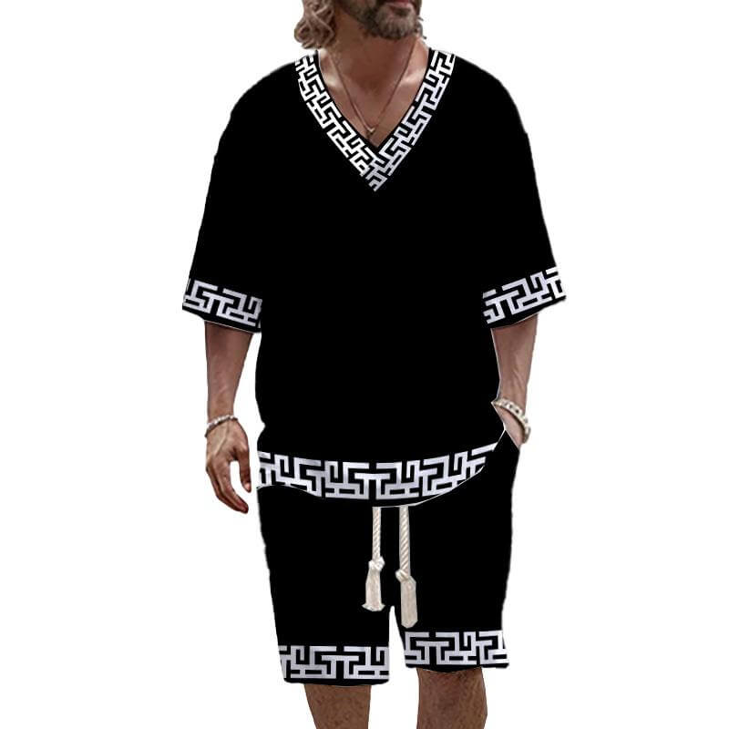 MEN'S ART CASUAL PRINTED SHORT SLEEVE SUIT 57040281YM-DESTINY