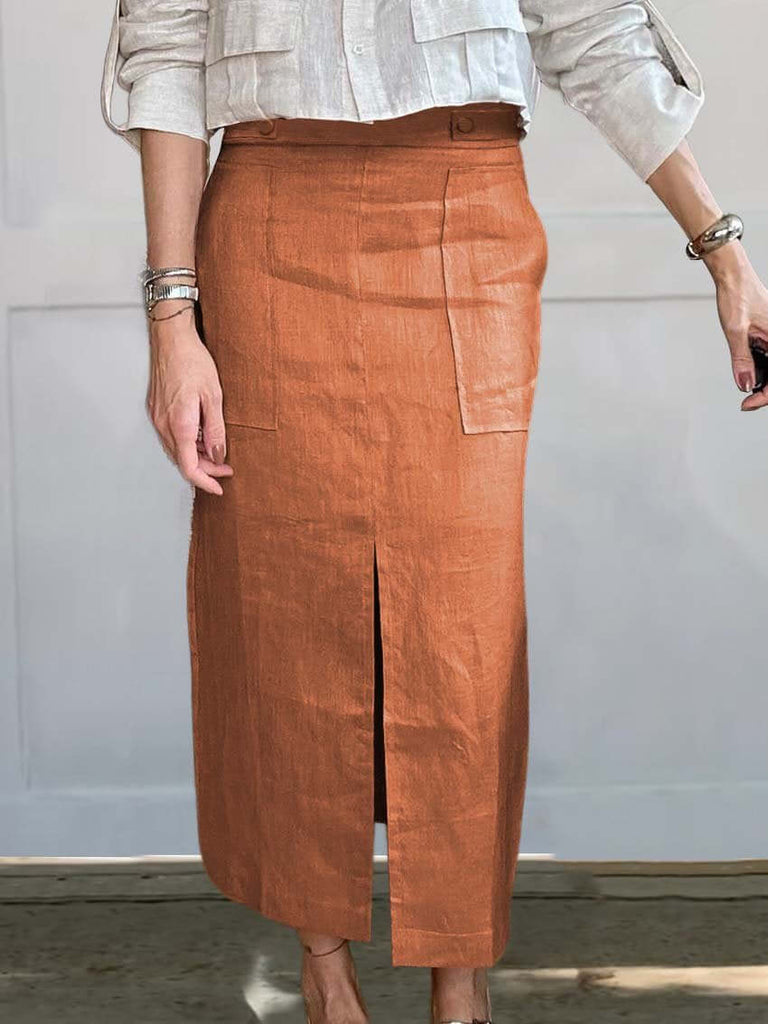 Women's Cotton And Linen Skirt-DESTINY