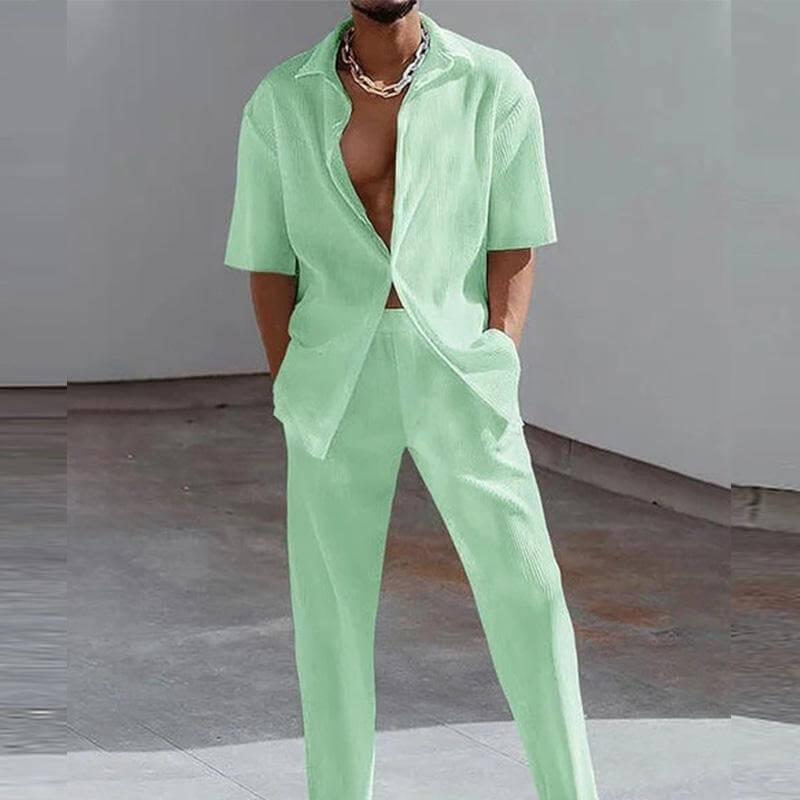 MEN'S CASUAL TROUSERS SHORT SLEEVE 2-PIECE SET 39701528YM-DESTINY