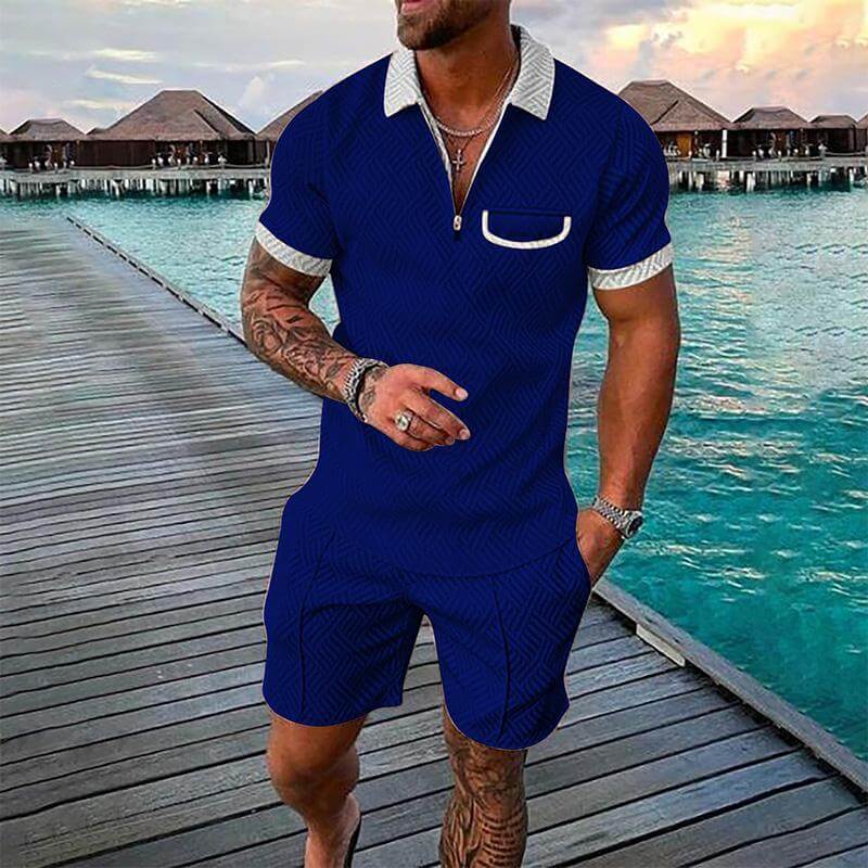 Men's Lapel Short Sleeve Shorts Set 15618236YM-DESTINY