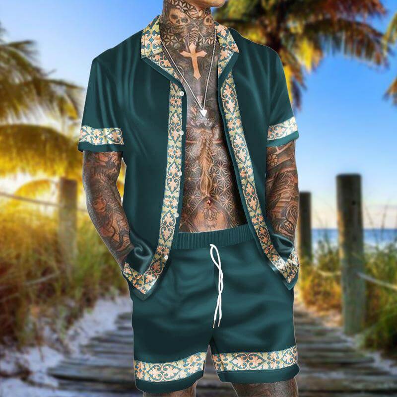 Men's Hawaiian Beach Casual Fashion Two-Piece Set 29316868YM-DESTINY