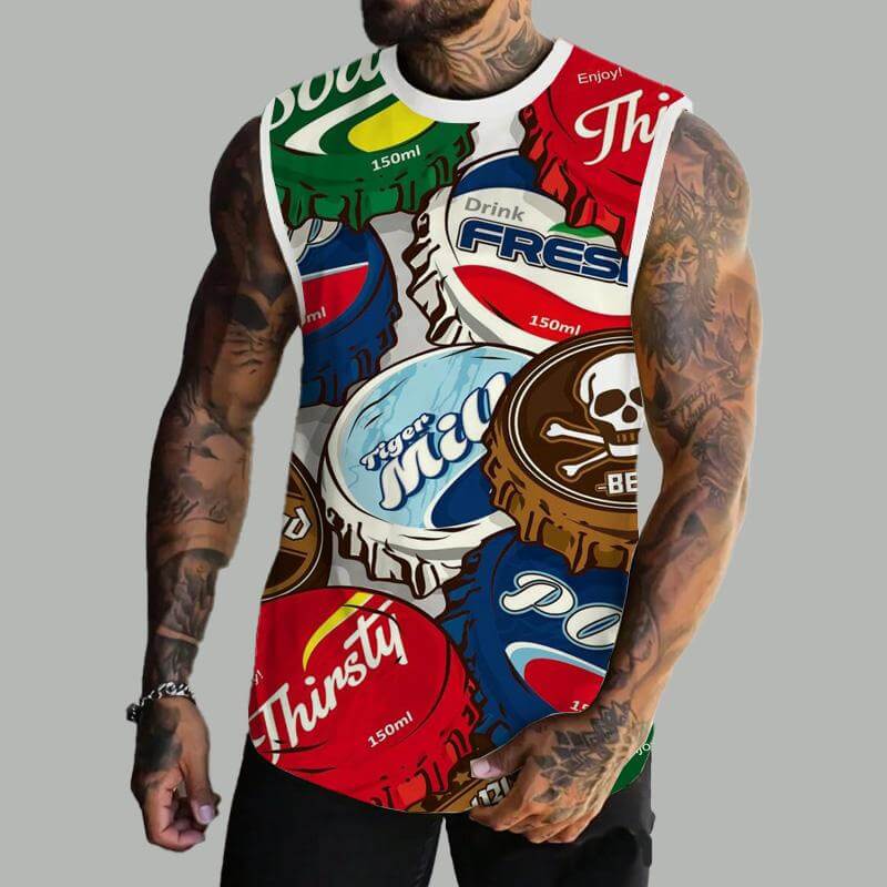 MEN'S BASIC PRINTED ROUND NECK VEST 32525661YM-DESTINY