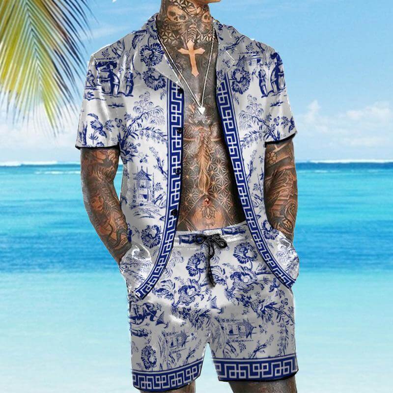 MEN'S SHORT SLEEVE SHIRT BEACH SUIT 34209656YM-DESTINY