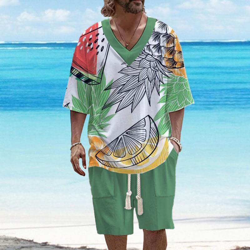 Men's Art Casual Printed Short Sleeve Suit 78635157YY-DESTINY