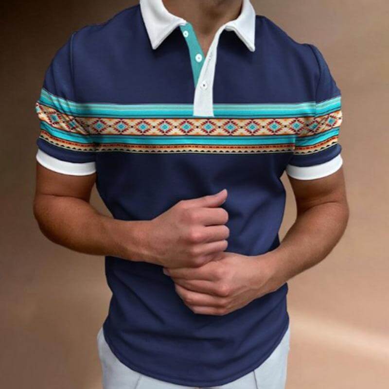 Men's Lapel Short Sleeve Casual POLO Shirt 29198713YM-DESTINY