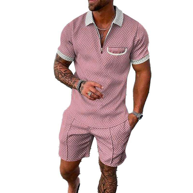 Men's Lapel Short Sleeve Shorts Set 15618236YM-DESTINY