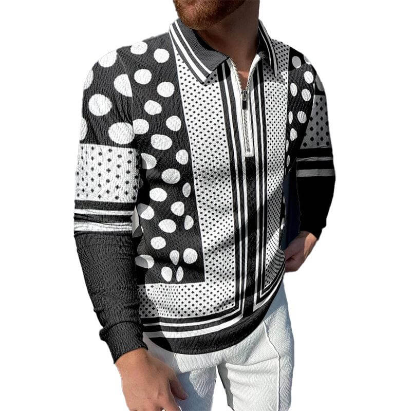 Men's Casual Long Sleeve Polo Shirt 86025426YM-DESTINY