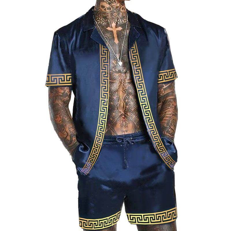 MEN'S HAWAIIAN SHORT SLEEVE SHIRT SHORT SET 95901176YM-DESTINY