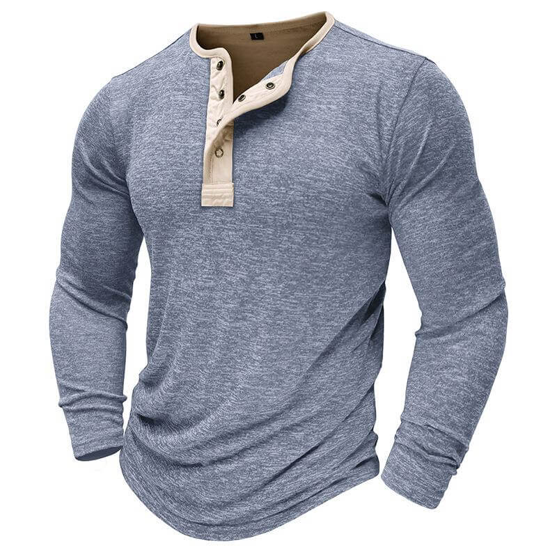 Men's Long Sleeve T-shirt Outdoor Bottoming Henley Shirt 67667932L-DESTINY