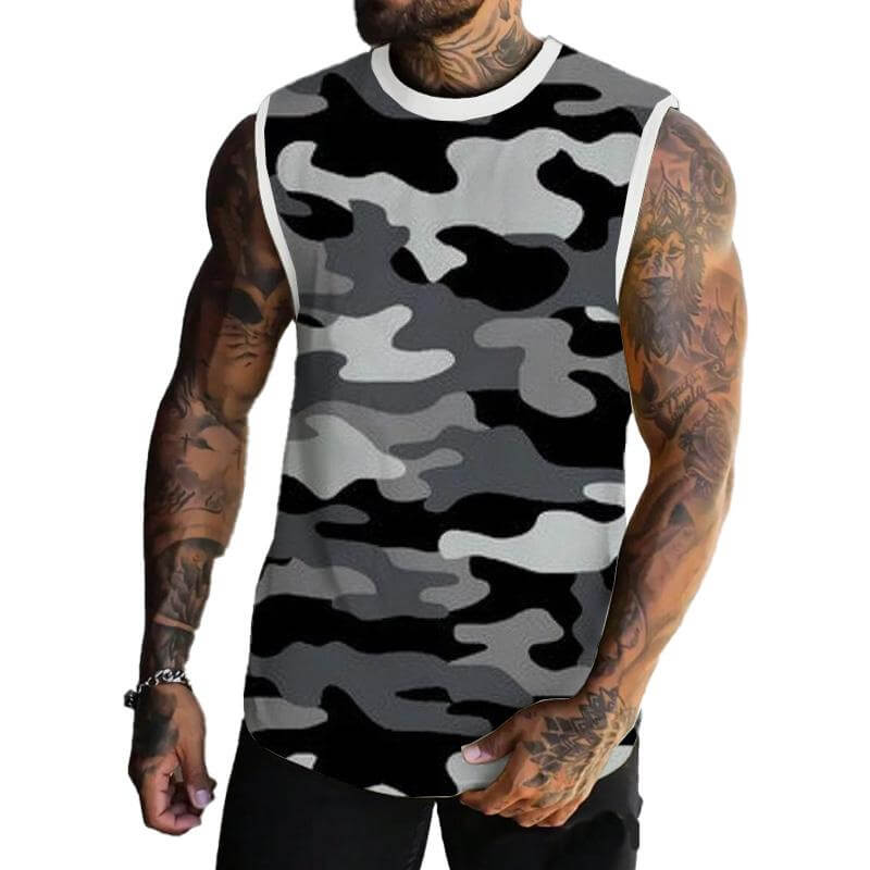 Men's Spring/Summer Printed Regular Fit Crew Neck Vest 11567669YM-DESTINY