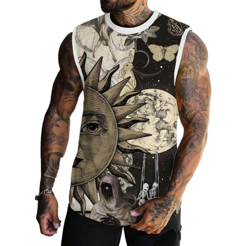 MEN'S BASIC PRINTED ROUND NECK VEST 33609798YM-DESTINY