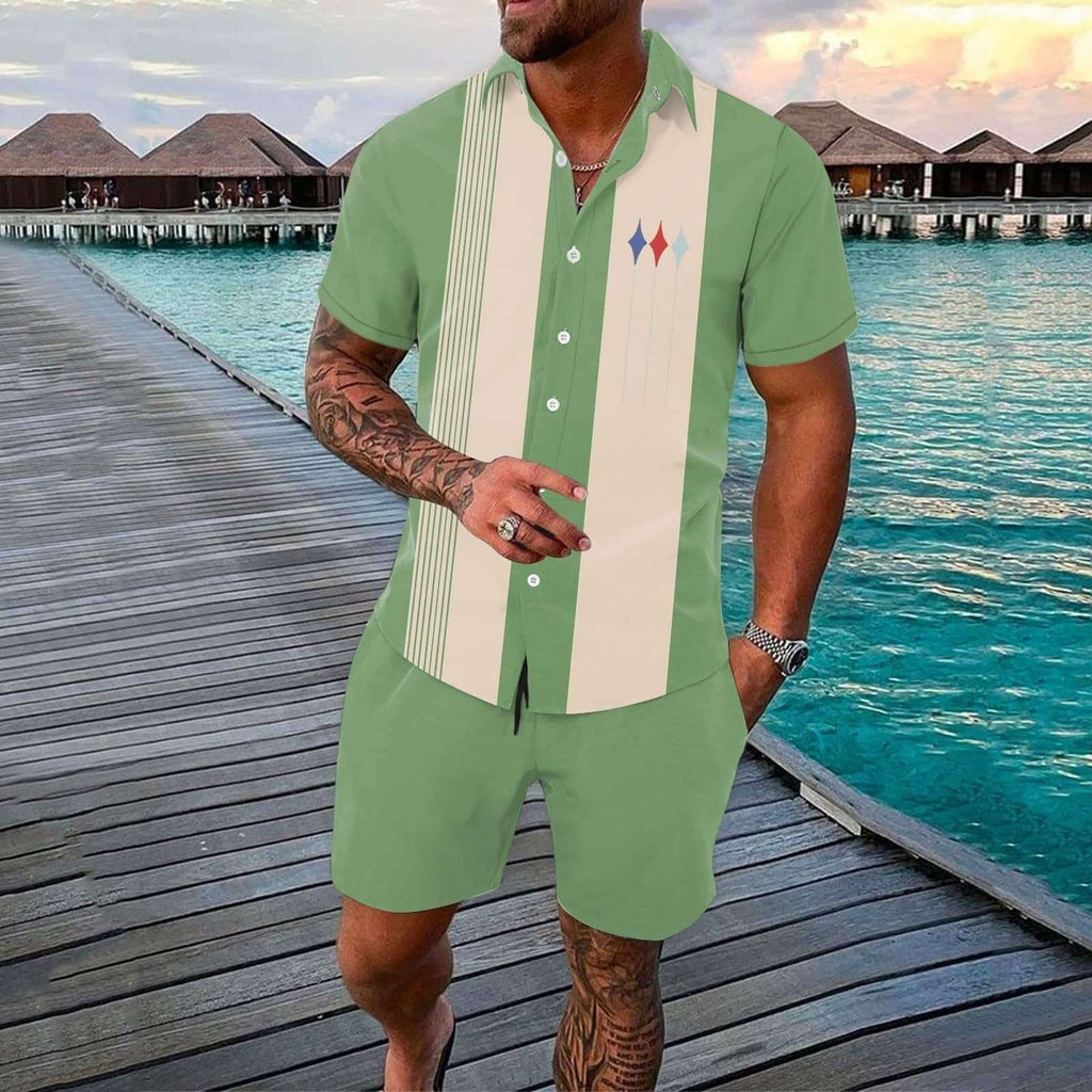 Men's Hawaii Printed Short-sleeve Shirt and Shorts Suit 01788863YY-DESTINY