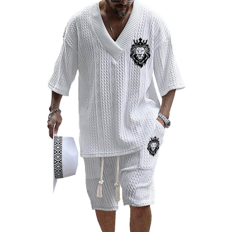 MEN'S ART CASUAL PRINT SHORTS SET 80926192YM-DESTINY