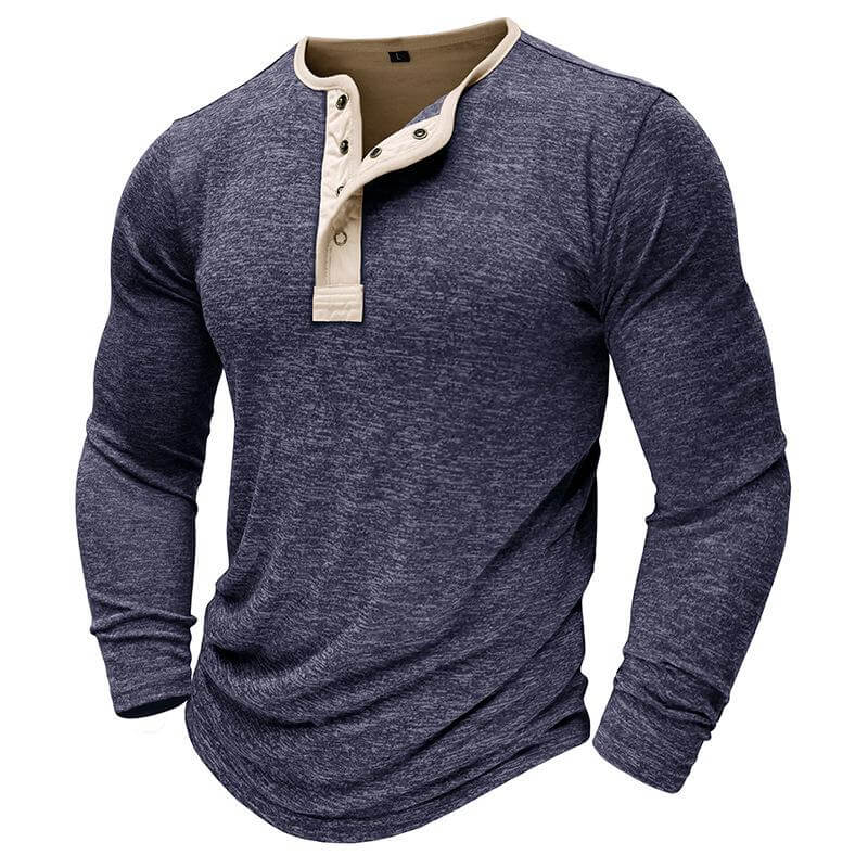 Men's Long Sleeve T-shirt Outdoor Bottoming Henley Shirt 67667932L-DESTINY