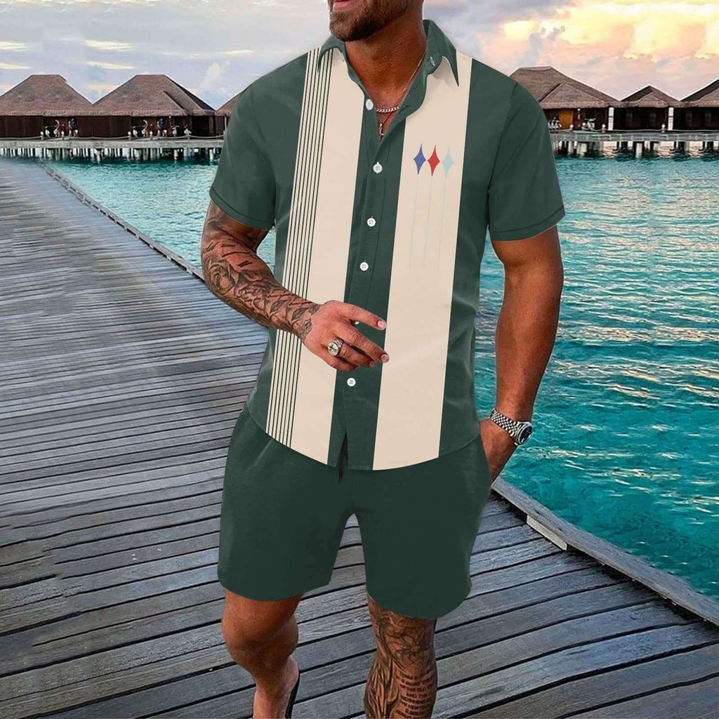 Men's Hawaii Printed Short-sleeve Shirt and Shorts Suit 01788863YY-DESTINY