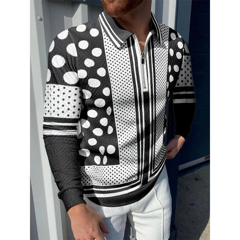 Men's Casual Long Sleeve Polo Shirt 86025426YM-DESTINY