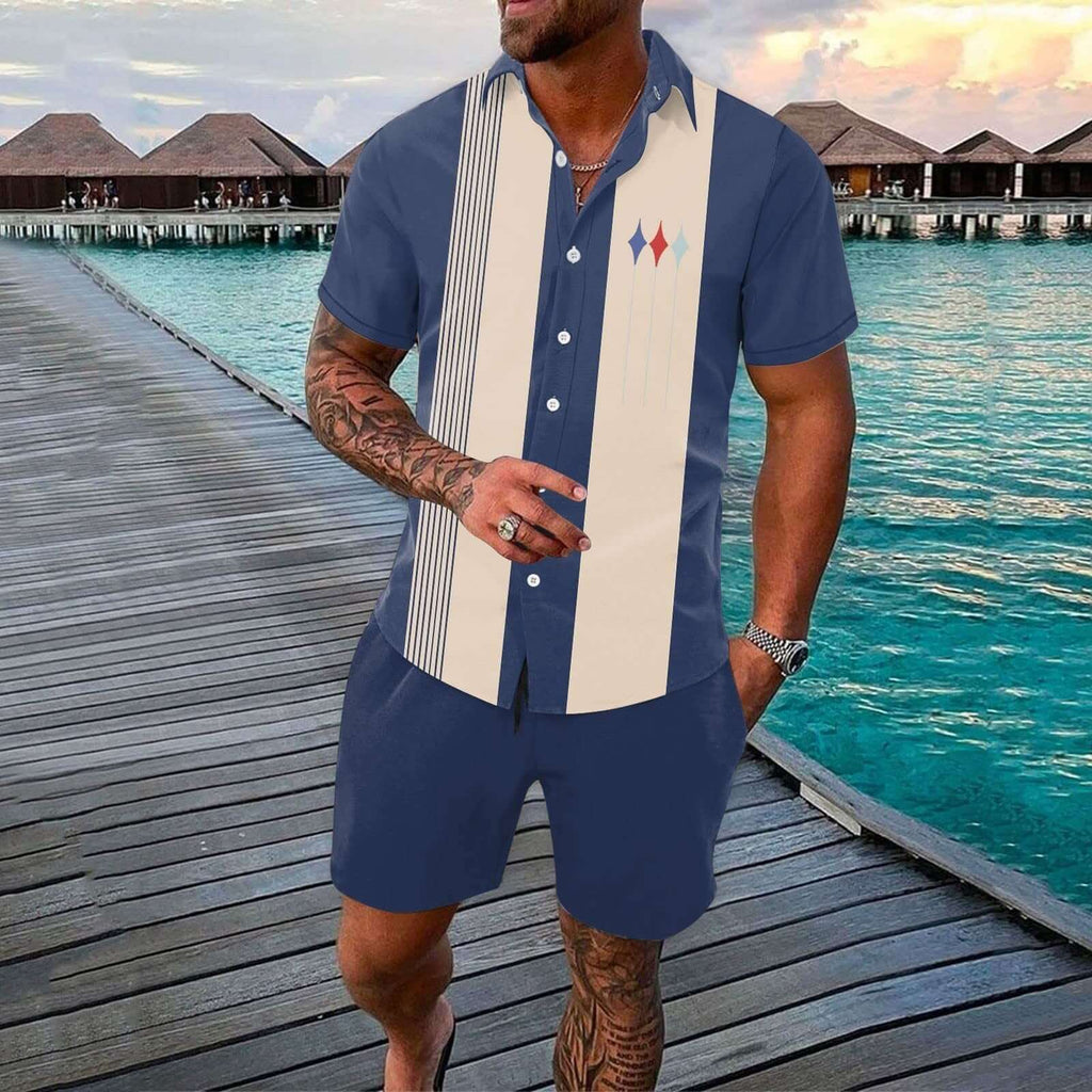 Men's Hawaii Printed Short-sleeve Shirt and Shorts Suit 01788863YY-DESTINY