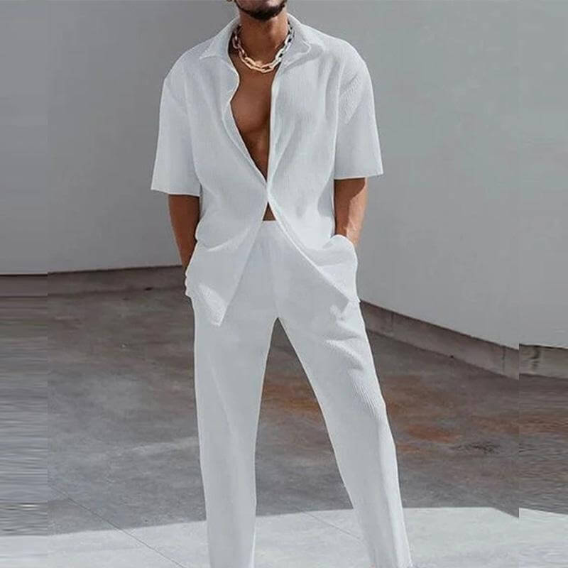 MEN'S CASUAL TROUSERS SHORT SLEEVE 2-PIECE SET 39701528YM-DESTINY