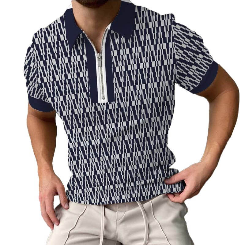 Men's Color Block Short Sleeve Polo Shirt 79501656YM-DESTINY