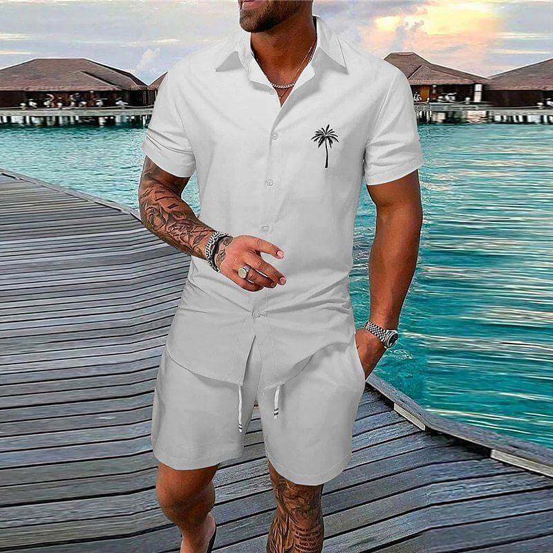 Men's Hawaii Printed Short-sleeve Shirt and Shorts Suit 01788863YY-DESTINY