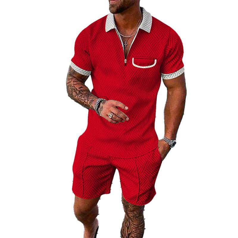 Men's Lapel Short Sleeve Shorts Set 15618236YM-DESTINY
