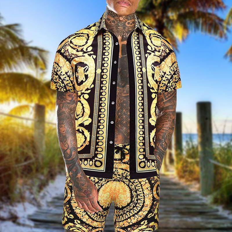 Men's Hawaiian Print Two-Piece Set 87730603YM-DESTINY