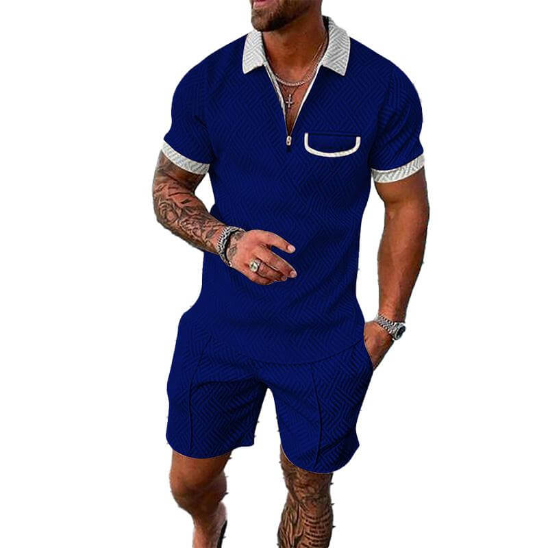 Men's Lapel Short Sleeve Shorts Set 15618236YM-DESTINY