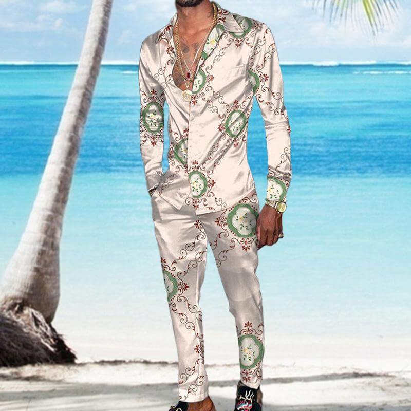 Men's Personality Fashion Trendy Trousers Shirt Set 12769874YM-DESTINY