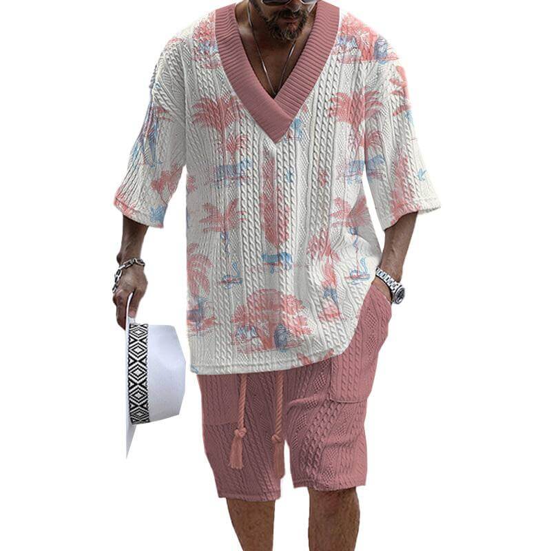 MEN'S ART CASUAL PRINT SHORTS SET 12556685YM-DESTINY