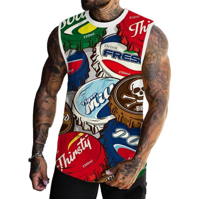 MEN'S BASIC PRINTED ROUND NECK VEST 32525661YM-DESTINY