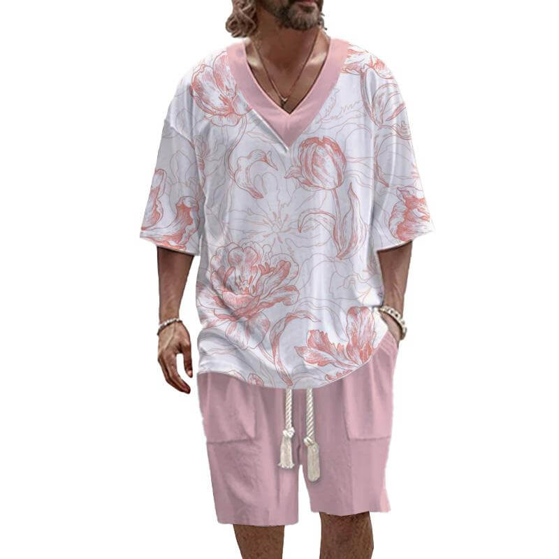 MEN'S ART CASUAL PRINTED SHORT SLEEVE SUIT 74632923YM-DESTINY