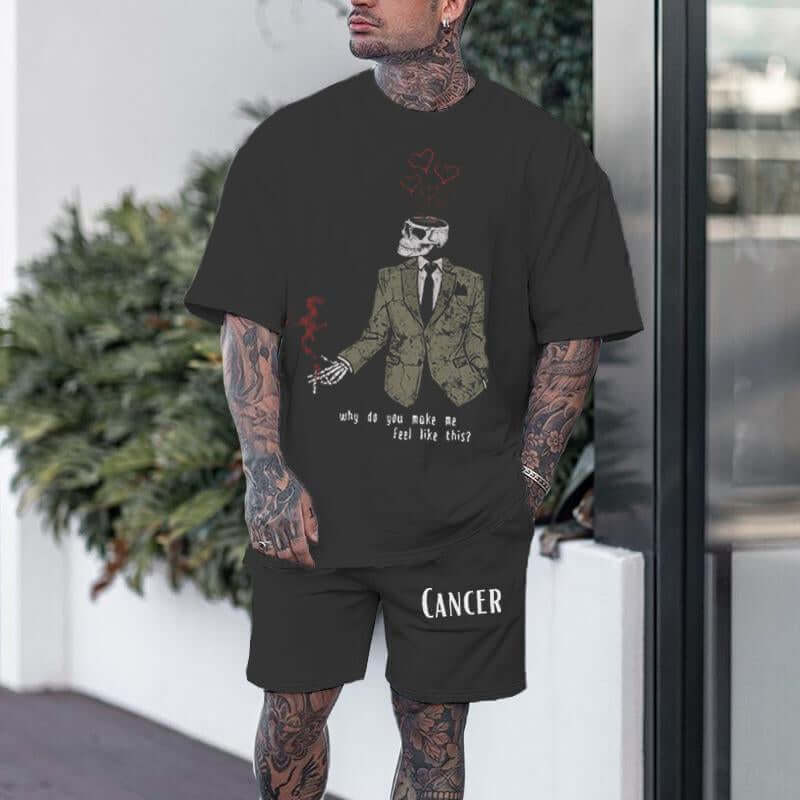 Men's 2 Pice Casual Printed Short Sleeve T-shirt and Shorts Sets 53751396YY-DESTINY