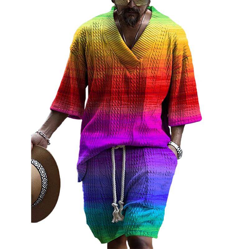 MEN'S ART CASUAL PRINT SHORTS SET 56319922YM-DESTINY