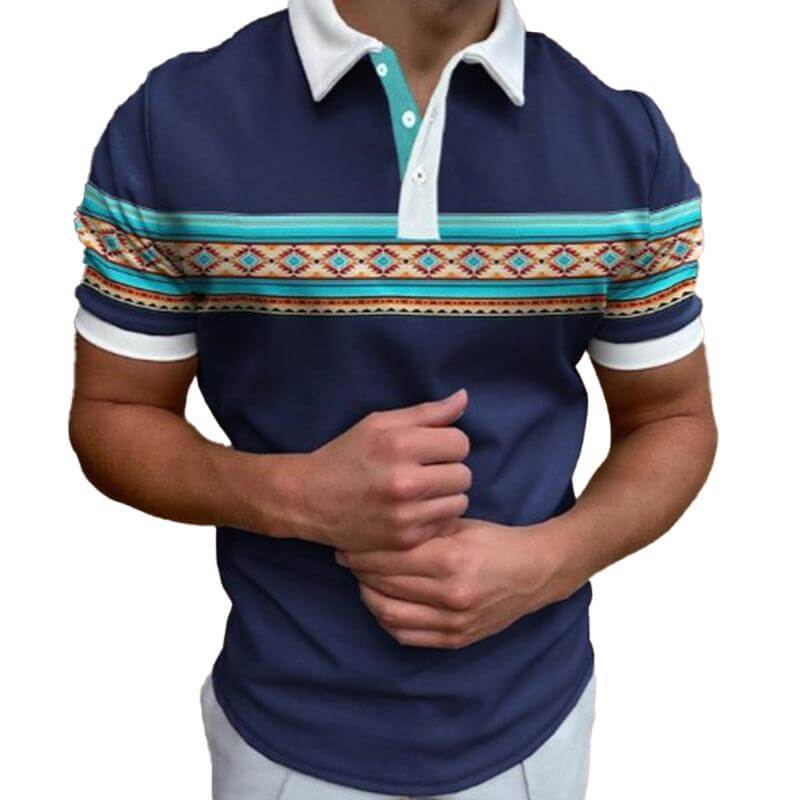 Men's Lapel Short Sleeve Casual POLO Shirt 29198713YM-DESTINY