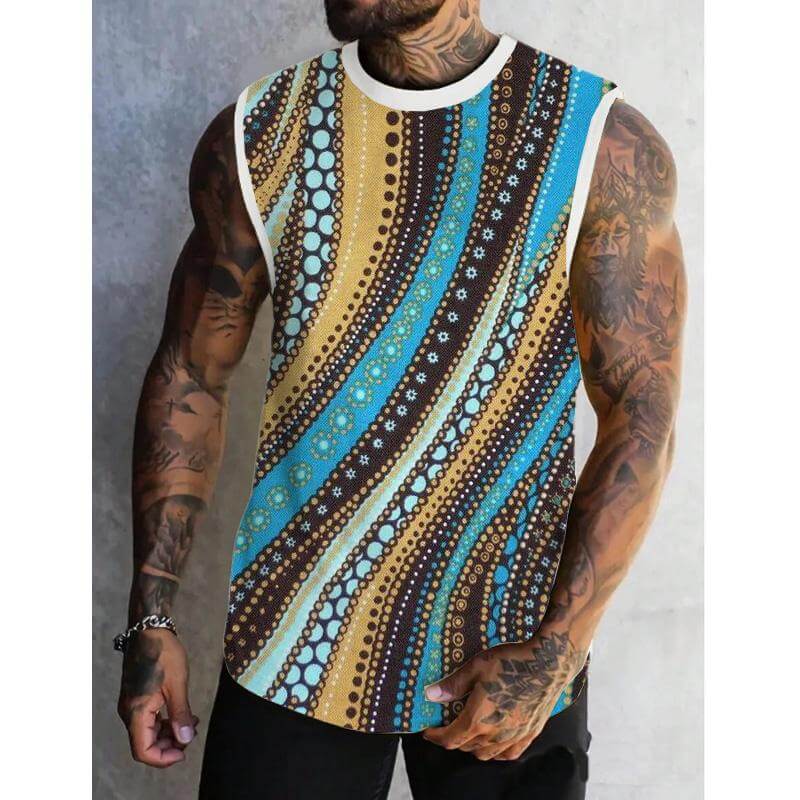 MEN'S SPRING/SUMMER PRINTED REGULAR FIT CREW NECK VEST 26579724YM-DESTINY
